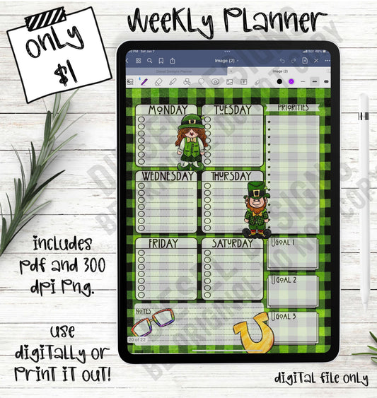 St. Patty's Day | 6-Day Digital Planner | 300 DPI | PNG & PDF included