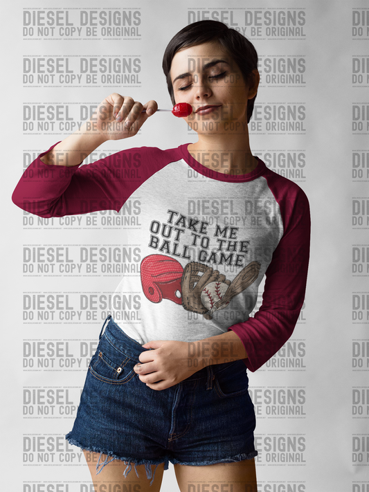 Take Me Out Red Baseball  | 300 DPI | Transparent PNG