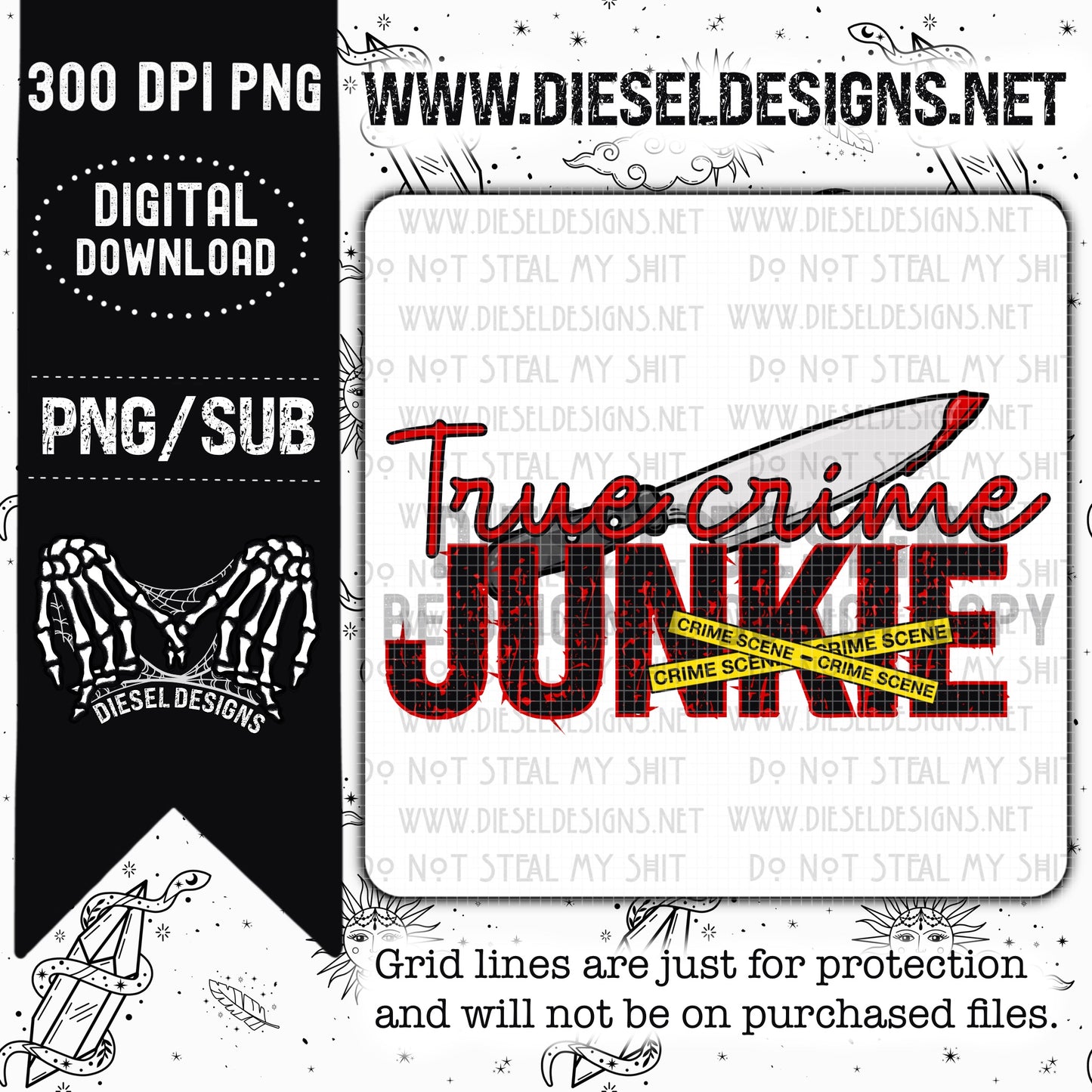 True Crime Junkie | 300 DPI | Transparent PNG