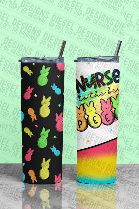 Tumbler nurse peeps black | 300 DPI | 20 oz Skinny Tumbler Wrap