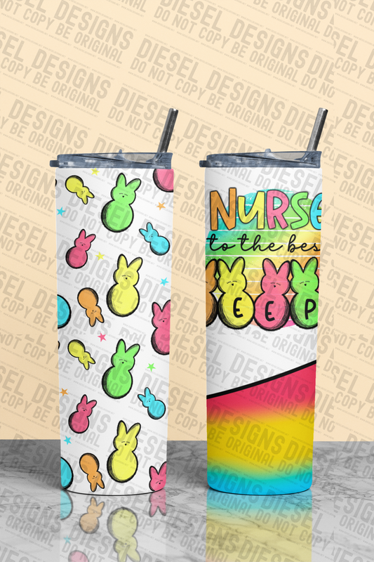 Tumbler nurse peeps white | 300 DPI | 20 oz Skinny Tumbler Wrap