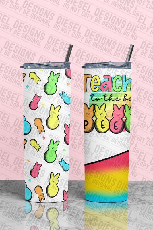 Tumbler teacher peeps white | 300 DPI | 20 oz Skinny Tumbler Wrap