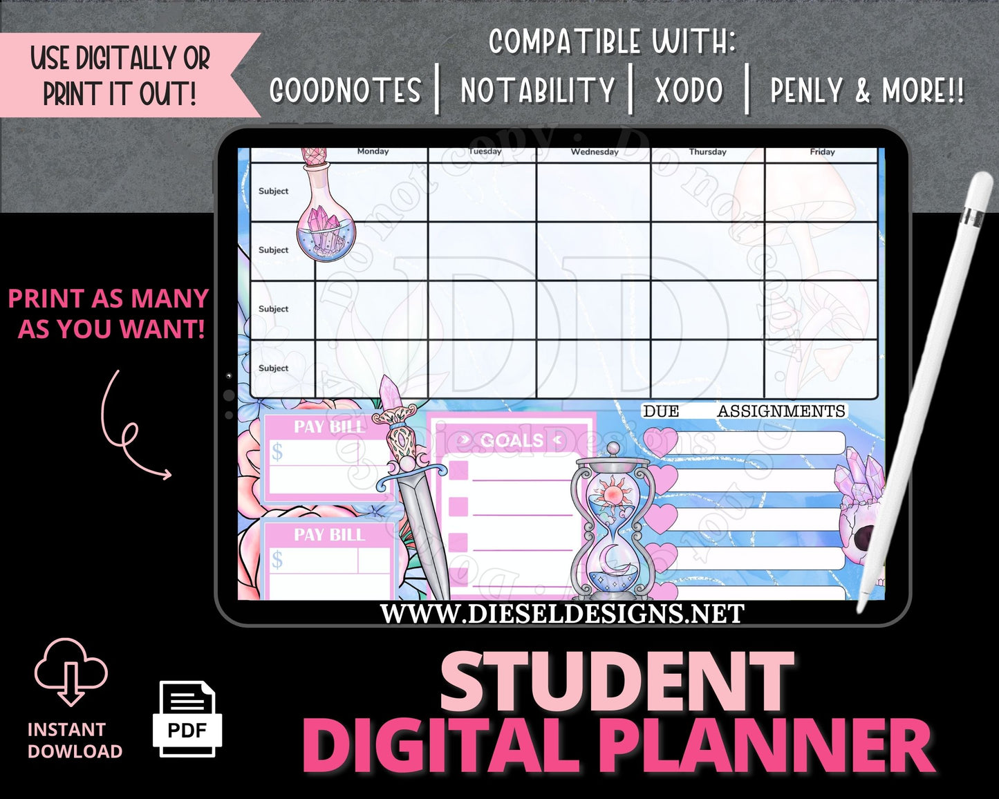 Witchy | Student Digital Planner | 300 DPI | PNG & PDF included